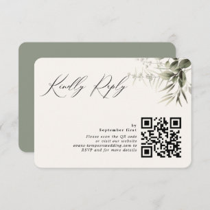 Simple Greenery Botanical QR Code RSVP Card