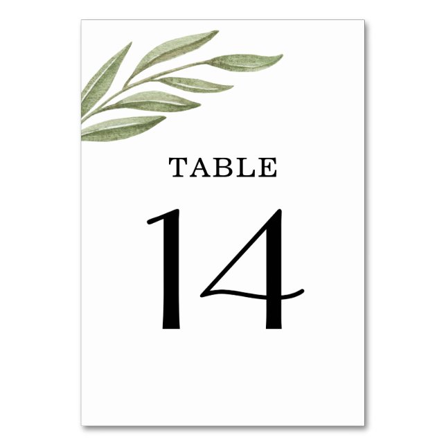 Simple Greenery Branch Table Number (Front)
