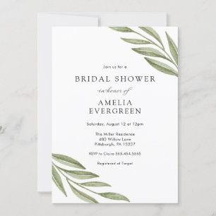 Simple Greenery Branches Bridal Shower Invitation