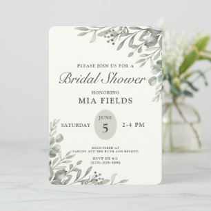 Simple Greenery Bridal Shower Invitation 