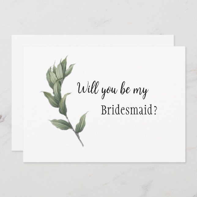 Simple Greenery Bridesmaid Proposal  Invitation (Front/Back)