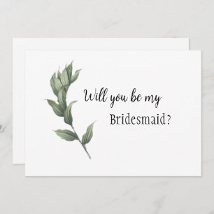 Simple Greenery Bridesmaid Proposal  Invitation
