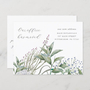 Simple Greenery Business Office Moving Annoucement Postcard