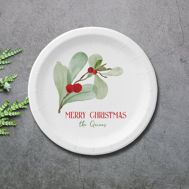 Simple Greenery Christmas Paper Plate (Simple Greenery Christmas Paper Plates)