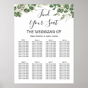 Simple Greenery Elegant Wedding Seating Chart