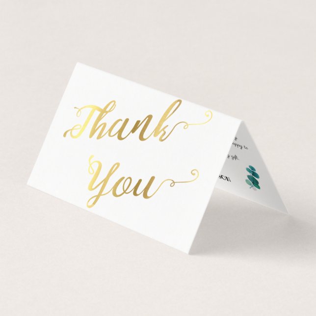Simple Greenery Eucalyptus Gold Thank You Card (Front)