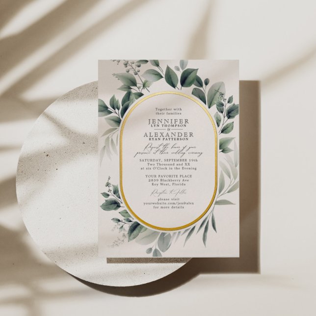 Simple Greenery Eucalyptus Ivory Gold Foil Wedding (Creator Uploaded)