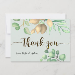 Simple Greenery Floral Eucalyptus Wedding Thank You Card