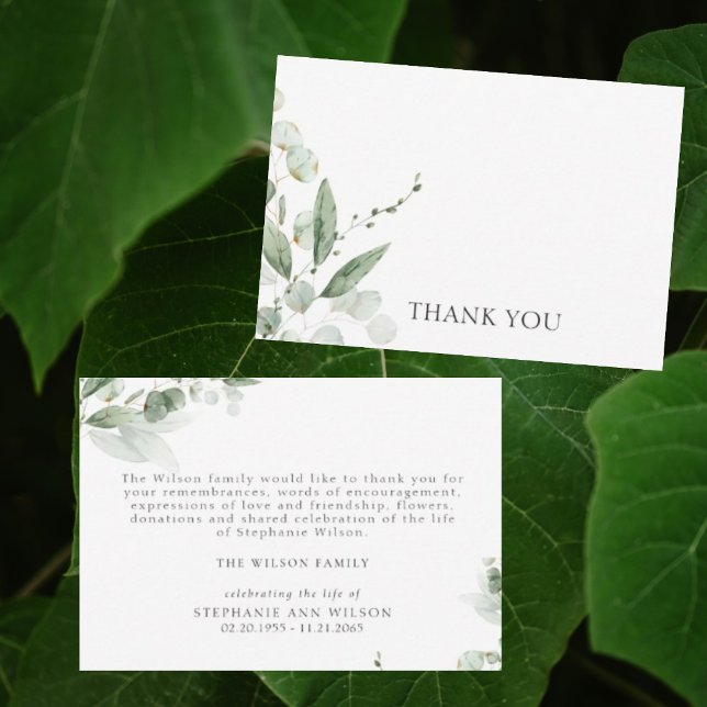 Simple Greenery Funeral Bereavement Thank You Card (Creator Uploaded)