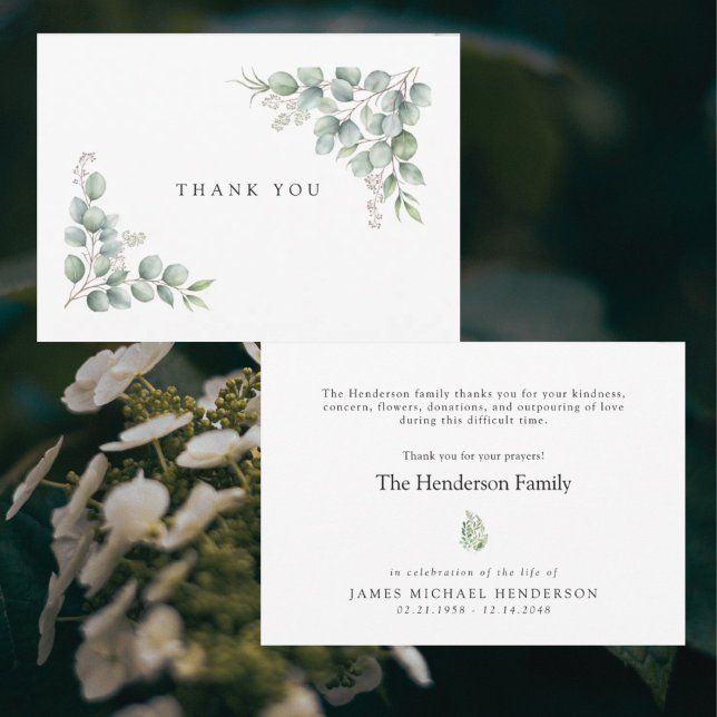 Simple Greenery Funeral Personalised Thank You Card (Creator Uploaded)