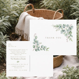 Simple Greenery Funeral Personalised Thank You III Postcard