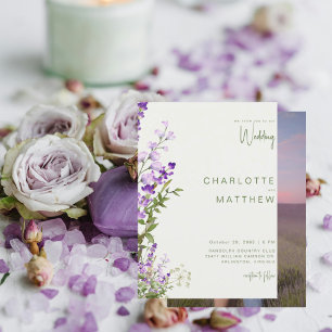 Simple Greenery Lavender Couple Photo Wedding Invitation