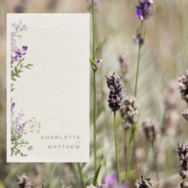 Simple Greenery Lavender Cream Wedding  Napkin (Creator Uploaded)
