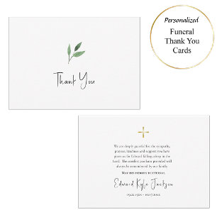 Simple Greenery Orthodox Christian Funeral Thank You Card