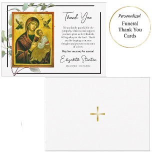 Simple Greenery Orthodox Christian Funeral Thank You Card