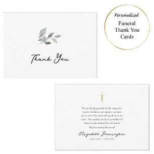 Simple Greenery Orthodox Christian Memorial Thank You Card