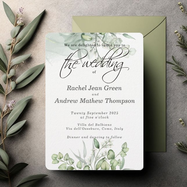 Simple Greenery Sage Elegant Calligraphy Wedding (Creator Uploaded)