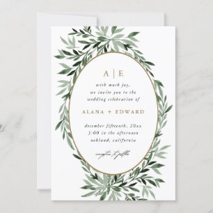 Simple Greenery Wedding Invitation