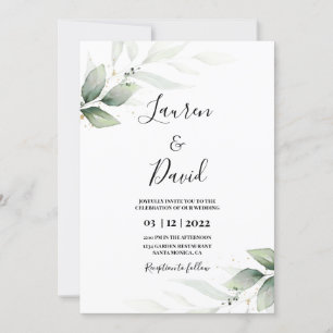 Simple Greenery wedding Invitation