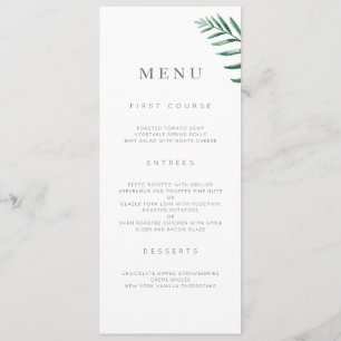 Simple Greenery Wedding Menu