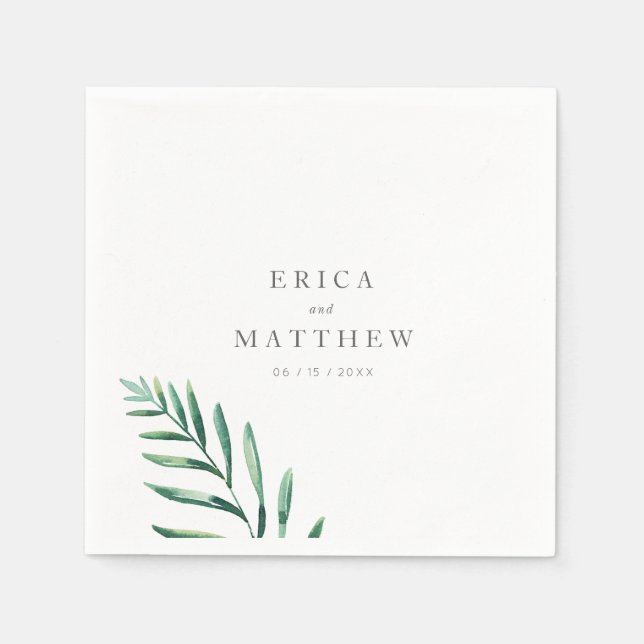 Simple Greenery Wedding Napkins (Front)