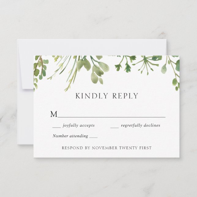 Simple Greenery Wedding Response Card (Front)