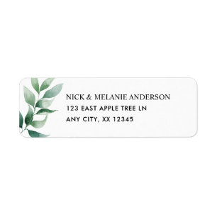 Simple greenery wedding return address label