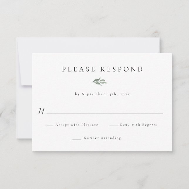 Simple Greenery Wedding RSVP Response Cards (Front)