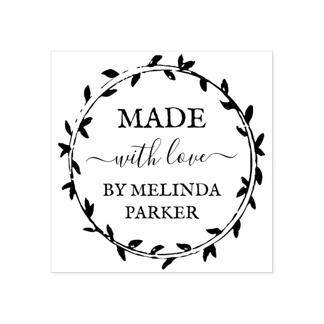 Simple Greenery Wreath Made With Love Rubber Stamp (Imprint)