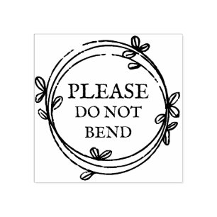 Simple Greenery Wreath Please Do Not Bend Rubber Stamp