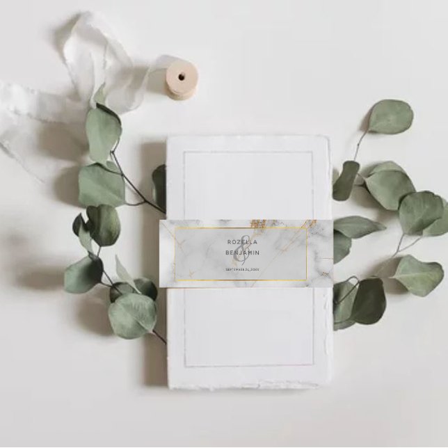 Simple Grey and Gold Marble Agate Elegant Invitation Belly Band (Creator Uploaded)