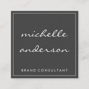 Simple Grey and Pink with White Border Square Business Card