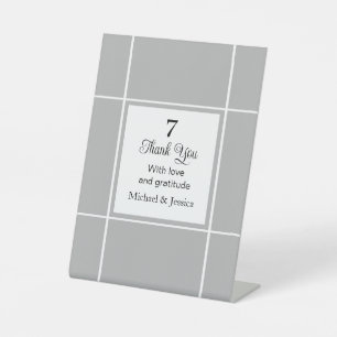 Simple Grey and White Bridal Wedding Thank You Pedestal Sign