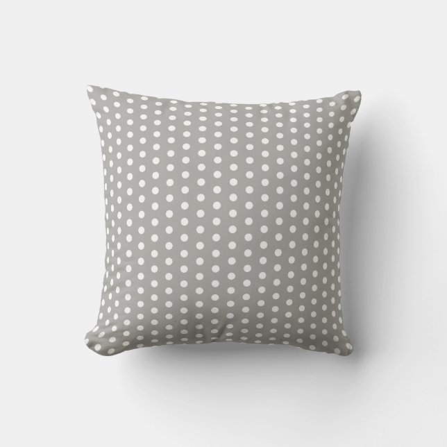 Simple Grey and White Polka Dot Pattern Cushion (Front)