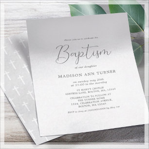Simple Grey Baptism Invitation Flyer