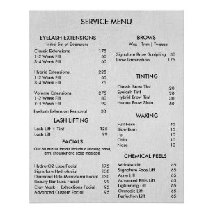 Simple Grey Beauty Salon Service Menu Poster
