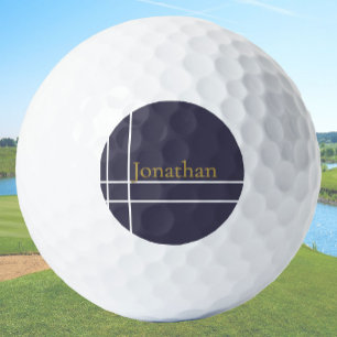 Simple grey blue and gold minimalist custom name  golf balls