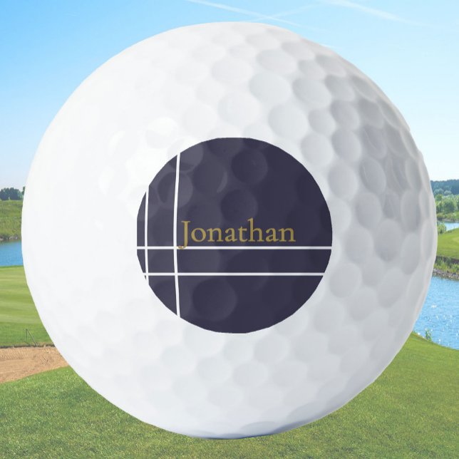 Simple grey blue and gold minimalist custom name  golf balls (Creator Uploaded)