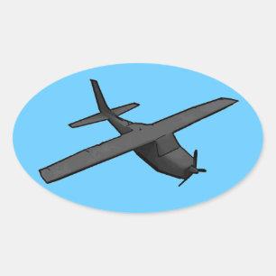 Simple grey blue propeller plane sticker
