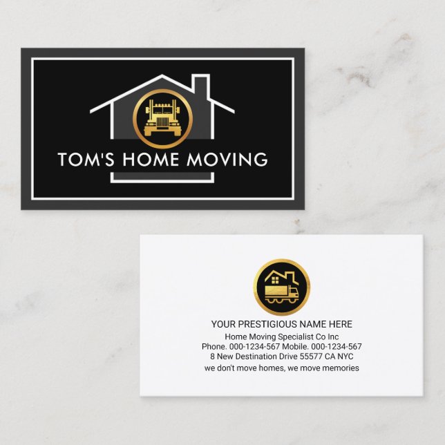 Simple Grey Borders Home Moving Business Card (Front/Back)
