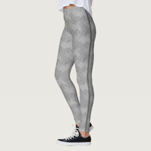 Simple Grey Chequered Ceramic Tiles with Lines Leggings