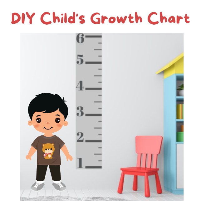 Simple Grey Child's Growth Chart (Simple shades of gray 1 to 6 foot ruler for your growing child.)