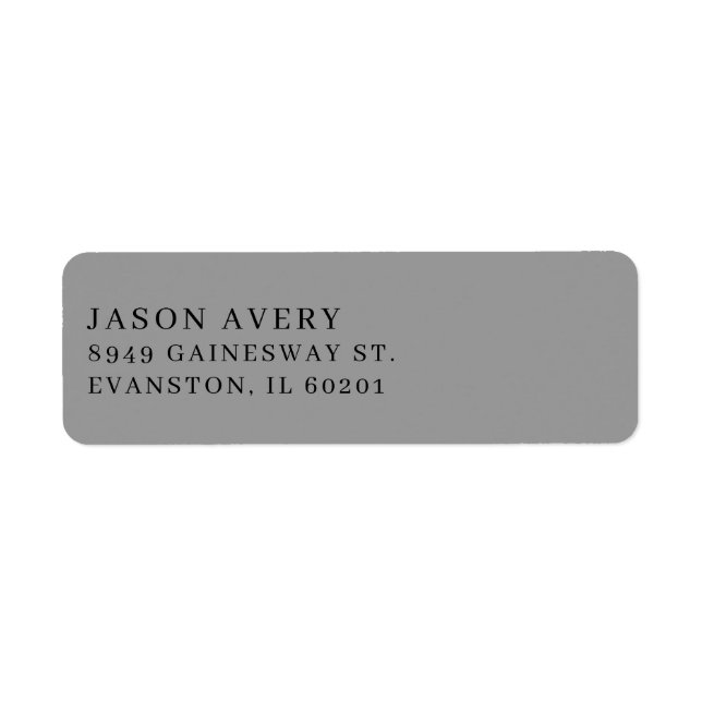 Simple Grey Classic Return Address Text Based  Label (Front)