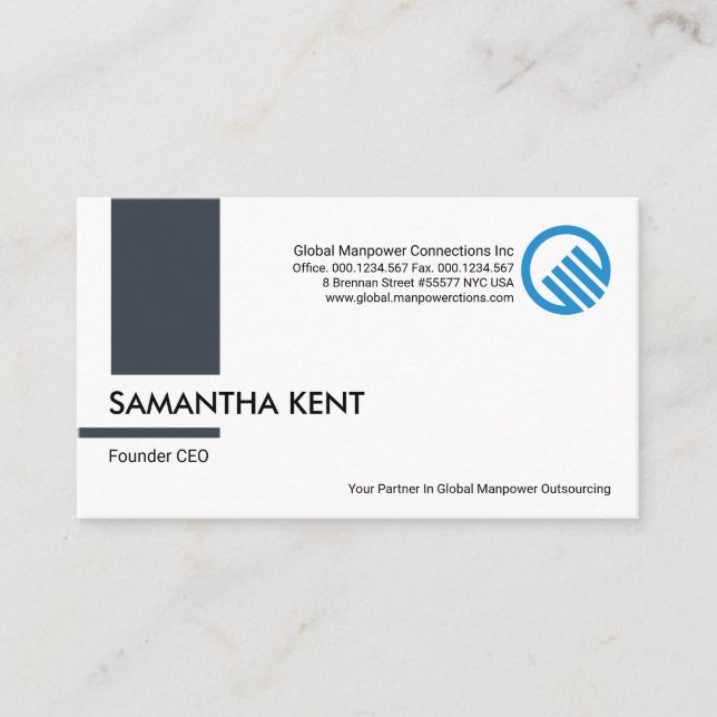 Simple Grey Column Stripe Recruitment Consultant Business Card (Front)