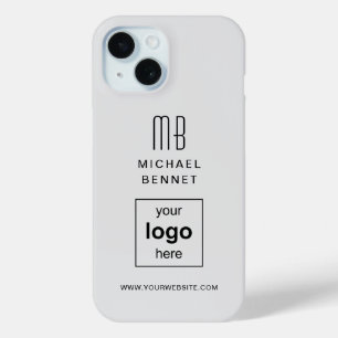 Simple Grey Custom Business Logo iPhone 15 Case