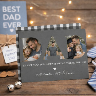 Simple Grey Dad Photo Collage Father Day Gift Holiday Card