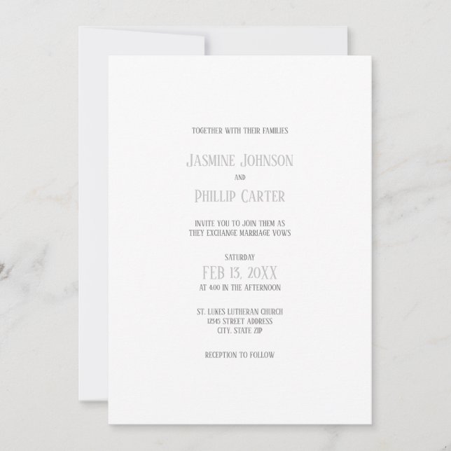 Simple Grey Design - Wedding Invitation (Front)