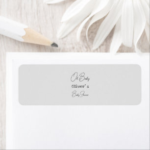 Simple Grey Elegant Calligraphy Baby Shower Return Address Label