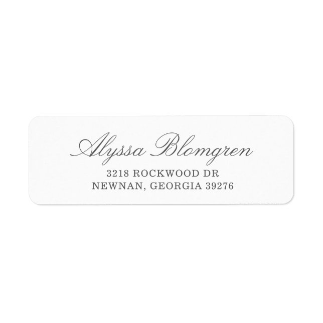 Simple Grey Elegant Return Address Label (Front)