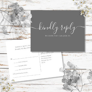 Simple Grey Elegant Signature Script RSVP Invitation Postcard